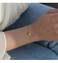Sitrin Taşlı Gold Kaplama Sevgili Kalp Gümüş Bileklik
