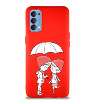Oppo Reno 4 Soft Premier Kapak Aşk Tasarımlı Silikon Kılıf - Kırmızı (Şeffaf)