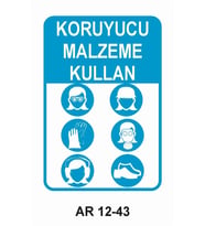 KORUYUCU MALZEME KULLAN KADIN FİGÜRLÜ İŞ GÜVENLİĞİ UYARI LEVHASI 1 ADET PVC 21 X 29CM