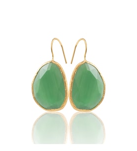 Kadir Jewellery 22 Ayar Altın Kaplama Fosil Taşlı Küpe -El İşçiliği Ve Hipoalerjenik Küpe