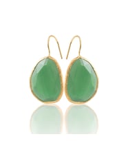 Kadir Jewellery 22 Ayar Altın Kaplama Fosil Taşlı Küpe -El İşçiliği Ve Hipoalerjenik Küpe