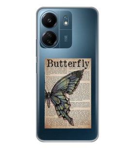 Xiaomi Redmi 13C Uyumlu Butterfly Tasarımlı Şeffaf Telefon Kılıfı