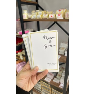 Nikah Hatırası Kartı 9,5x15 cm 49 Adet Söz, Kına, Nişan, Düğün  - Arletikettasarım