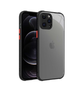 Uyumlu Model Apple iPhone 12 Pro Max Kılıf Kenar Renkli Sararmaz Şeffaf Kapak (Siyah)