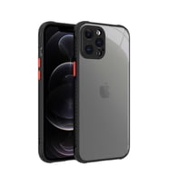 Uyumlu Model Apple iPhone 12 Pro Max Kılıf Kenar Renkli Sararmaz Şeffaf Kapak (Siyah)