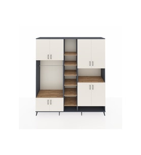 Hyperion Dolap 18 Raflı 8 Kapaklı Tek Askılı 220x44x243 Antrasit-Aytaşı/Çam