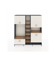 Hyperion Dolap 18 Raflı 8 Kapaklı Tek Askılı 220x44x243 Antrasit-Aytaşı/Çam