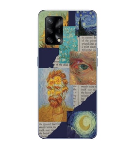 Oppo A74 Uyumlu Vincent van Gogh Kolaj Desenli Şeffaf Telefon Kılıfı