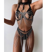 Fastieshop Zincir Etekli Harness Takım (Siyah)