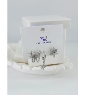 Zirkon Taşlı Üçlü Kombin Küpe - Kp00401