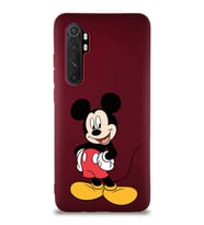 Xiaomi Mi Note 10 Lite Soft Premier Kapak Mickey Mouse-E Tasarımlı Silikon Kılıf - Mürdüm (Şeffaf)