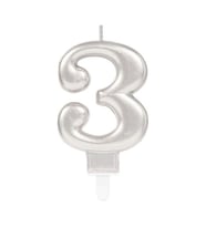 3 Rakamı Mum Gümüş Renk