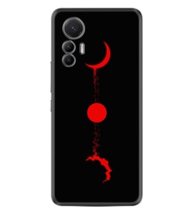 Xiaomi 12 Lite Kılıf Silikon Desen Özel Seri Red Moon 1710