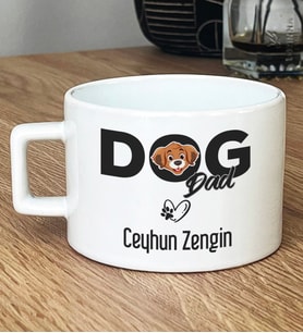 Kişiye Özel Dog Dad Hediye Lüks Fincan Köpek Babası (Beyaz)