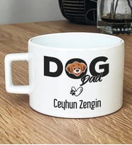 Kişiye Özel Dog Dad Hediye Lüks Fincan Köpek Babası (Beyaz)