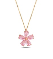 925 Ayar Gold Zirkon Pembe Taşlı Yasemin Çiçeği Gümüş Kolye