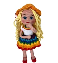 Gökkuşağı Barby Bebek Amigurumi Organik Oyuncak