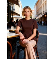 Kadın Bluz Peplum Bisiklet Yaka Standart Kısa Kol Örme Kumaş Süprem Dokuma Düz Desen Regular