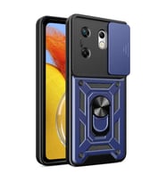 Vendas İnfinix Zero 30 4G  Kılıf Magnetik Standlı Kamera Korumalı Zore Sürgülü Vega Kapak (Mavi)