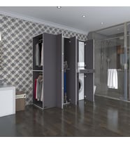 Kenzlife çamaşır-kurutma makinesi dolabı ve giysi dolabı çekmeceli eşari sol gri 187*160*60  banyo (Beyaz)