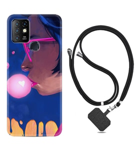 INFINIX Hot 8 9 10 11S Hot 10 Play 10T Kılıf Boyun Askılı Silikon Sakız ve Kız 1767