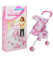 Metal Geniş Puset Çiçek Desenli Katlanabilir Dayanıklı 2-7 Yaş Türk Malı (Çok Renkli)