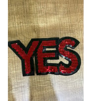 12X25 CM PUL PAYETLİ YES YAZI ARMA YAMA DİKİŞ HOBİ APLİKE GİYİM AKSESUARI