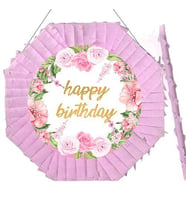 Pinyata HAPPY BİRTHDAY 42 cm sopalı PEMBE GÜLLÜ