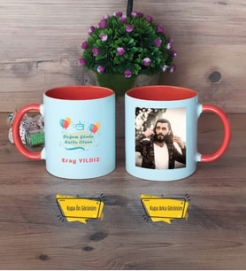 Doğum Günü Hediyesi Kupa Bardak Turuncu Fotoğraflı Arkadaşa Anneye Babaya Sevgiliye Kardeşe Hediye