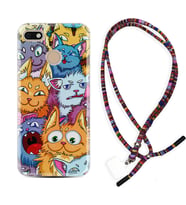 General Mobile GM8 Go GM9 GM20 Pro Plus Kılıf Boyun Asklı Rasta Silikon Kediler 1723