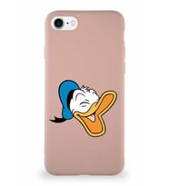 Apple iPhone 7 Soft Premier Kapak Donald Duck-E Tasarımlı Silikon Kılıf - Pudra (Şeffaf)
