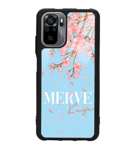 Xiaomi Redmi Note 10 - 10s Uyumlu Dökülen Sakura Tasarımlı Glossy Telefon Kılıfı