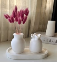 Dekoratif Minimal 2'li Vazo ve Tabak Seti Ev Dekorasyonu