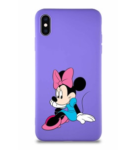 Apple iPhone XS Max Soft Premier Kapak Minnie Mouse-E Tasarımlı Silikon Kılıf - Mor (Şeffaf)