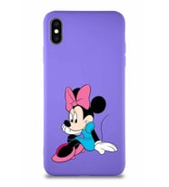 Apple iPhone XS Max Soft Premier Kapak Minnie Mouse-E Tasarımlı Silikon Kılıf - Mor (Şeffaf)