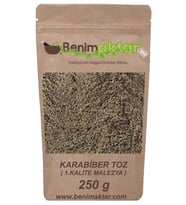 BenimAktar Karabiber Toz Kara Biber 1.Kalite Malezya Malabar Cinsi 250 Gr