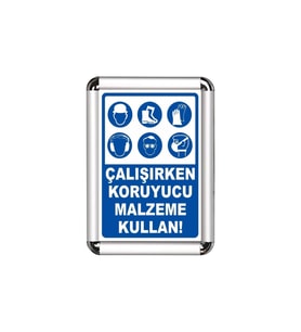 Koruyucu Malzeme Kullan A3 Cerceveli Uyarı ve Yönlendirme Levhası