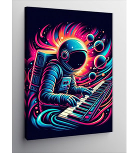 Kanvas Tablo Neon Astronot