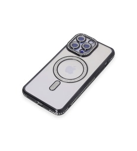 İphone 15 Kılıf Joke Simli Magneticsafe Kılıf Renk: Siyah - Lisinya