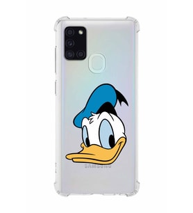 Samsung Galaxy A21s   Köşe Korumalı Antişok Kapak Donald Duck Tasarımlı Şeffaf  Kılıf