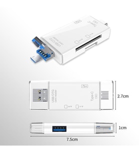 Ahanda buldum 6 In 1 Kart Okuyucu Adaptör Usb-otg Hub Type-c Yd-40 (Doğal Beyaz)