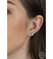 Swarovski Crystal Kadın 6 mm Mini Gümüş Küpe