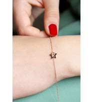 925 Ayar Gümüş Siyah Taşlı Rose Yıldız Bileklik - B050901