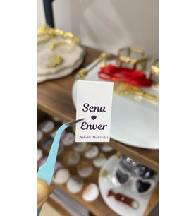Söz, Kına, Nişan, Düğün Süsleme Kartı 3x5 cm Kraft Renk - 50 Adet - Arletikettasarım