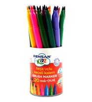 Pensan Kidz Fırça Uçlu Keçeli Kalem 20 Renk Kavanozlu (Karışık)
