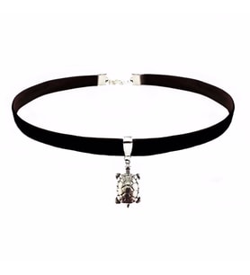Siyah Renk Kadife Kaplumbağa Choker