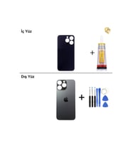 iPhone 13 Pro Grafit Arka Kapak Arka Cam Batarya Kapağı Lazer Kesim Kapak Pil Kapağı + B-7000 Yapıştırıcı + Tamir Seti