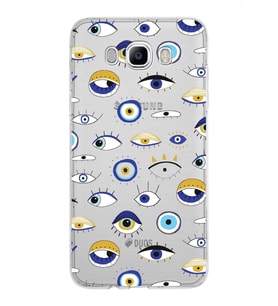 PrintiFy Samsung Galaxy J7 2016 ile Uyumlu 1mm Slim Fit Nazar Boncuğu 2 Baskılı Şeffaf  Kılıf