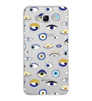PrintiFy Samsung Galaxy J7 2016 ile Uyumlu 1mm Slim Fit Nazar Boncuğu 2 Baskılı Şeffaf  Kılıf
