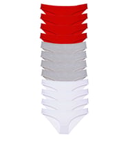 Mulvxbrf Brf02 12 Adet Süper Eko Set Likralı Kadın Slip Külot Kırmızı Gri Beyaz (Mulvix)
